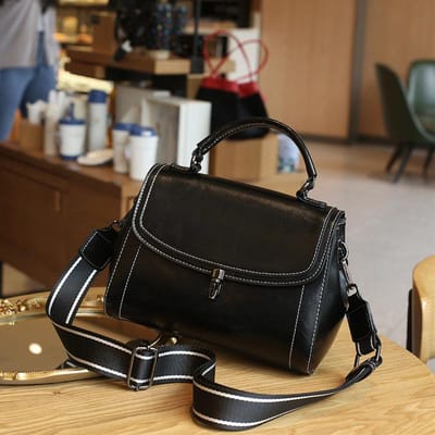 Nieuwe Retro Modieuze Handtas voor Dames Hoge Kwaliteit Textuur Olieleer Koeienhuid Crossbody Tas brown
