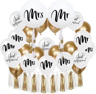 Joya Party® Just Married Bruiloft Decoratie Versiering Set | Mr & Mrs Ballonnen | Huwelijk & Trouwen | Trouwfeest & Trouwdag | Verassing Bruidspaar
