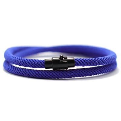 Livano Armband - Staal - Nep Zilver - Heren - Blauw 17cm