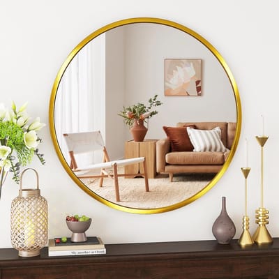 Ronde Wand Spiegel 80 cm - Modern Design Met Aluminium Frame - Voor Badkamer, Woonkamer, Slaapkamer, Hal