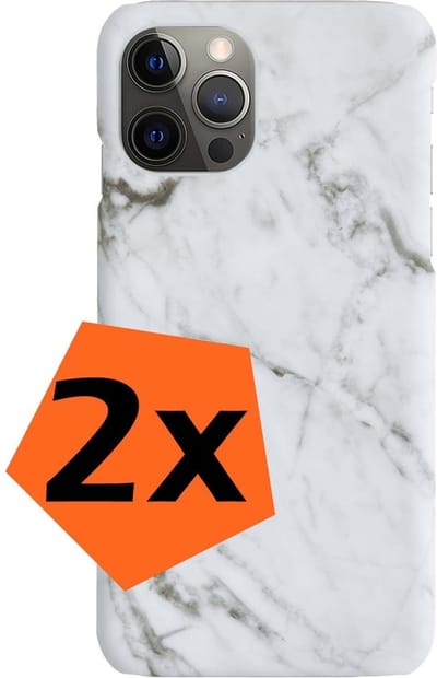 Hoesje Geschikt voor iPhone 11 Pro Hoesje Marmeren Case Hardcover Hoes Marmer - Hoesje Geschikt voor iPhone 11 Pro Marmer Hoes - Wit - 2 PACK