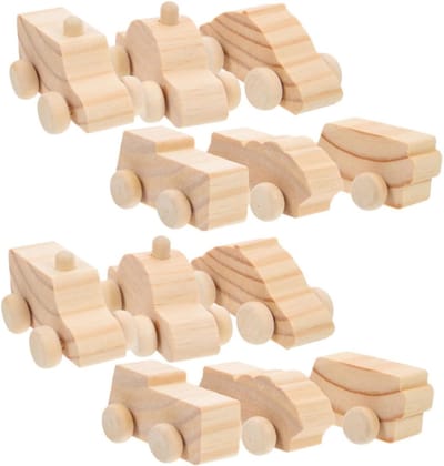 Houten Autootjes - Knutsel Speelgoed - Creatief Knutselen - Onbewerkt Beschilderbaar - 7x3x2 CM - Khaki