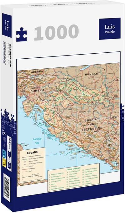 Puzzel 1000 Stukjes Fysieke Kaart van Kroatië