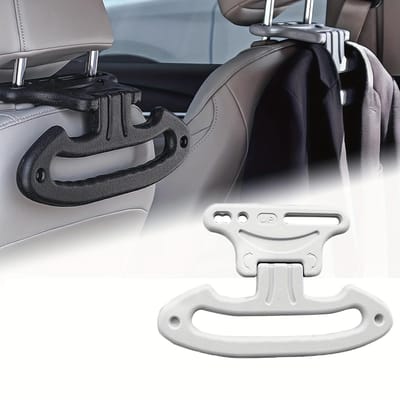Crochet de Suspension pour Vêtements d'Appuie-tête de Voiture 1pc Poignée de Sécurité Pliable de Voiture Cintres pour Vêtements d'Appuie-tête de Véhicule Cintre de Voiture Multifonctionnel Crochet de Suspension de Voiture grise