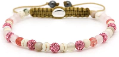 Karma Armband Spiral Candy Heart Pink Crystal
