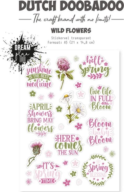 Dutch Doobadoo Dutch Sticker Wild Flower A5 Transparant 491.201.001 (01-24)