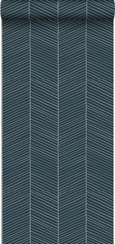 ESTAhome behang visgraat-motief donkerblauw - 53 cm x 10.05 m - 139109