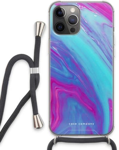 Case Company® - Hoesje met koord geschikt voor iPhone 13 Pro Max hoesje met Koord - Zweverige regenboog - Telefoonhoesje met Zwart Koord - Bescherming aan alle Kanten en Over de Schermrand