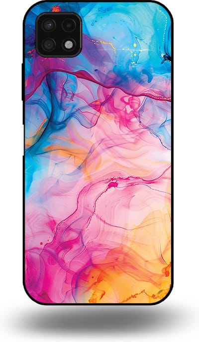 Smartphonica Telefoonhoesje Geschikt voor Samsung Galaxy A22 5G met Regenboog Acryl Marmer Opdruk - TPU Backcover Case Rainbow Acrylic Marble Design geschikt voor Samsung Galaxy A22 5G