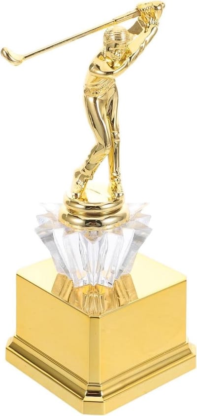 Gouden Trofee Beker - Golfprijs Sportprijs - Toernooi Beloning - Duurzaam Kunststof - 21 cm Hoog - Goud