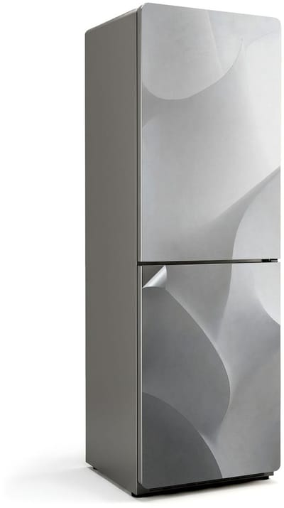Wallfluent Koelkaststickers - Golven van abstracte vormen Koelkast Folie - 60 cm x 180 cm - Wit Koelkaststickers - Decoratieve Koelkaststicker - Koelkast Cover - Zelfklevende Koelkaststicker - Koelkast Versiering