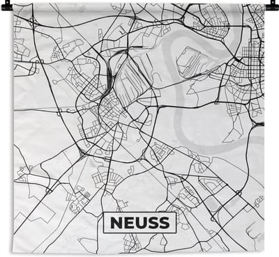 Wandkleed - Wanddoek - Kaart - Neuss - Plattegrond - Stadskaart - 180x180 cm - Wandtapijt