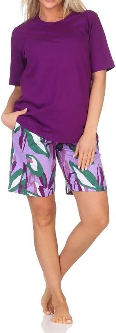Normann damespyjama shorty van zachte jersey, pyjamabroek met moderne print
