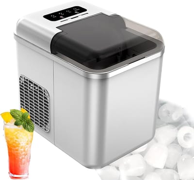 IJsblokjesmachine Aanrecht - IJsmaker Zelfreinigend - Snel IJs Maken - Verstelbare IJsgrootte - 294x222x290MM - Zilver
