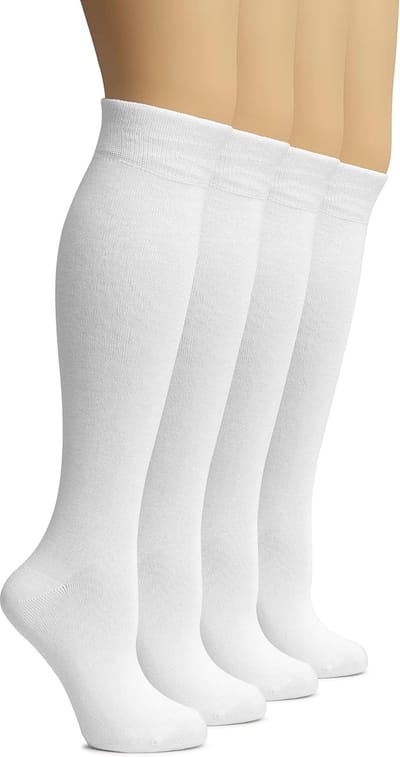 UGOLI Dames Kniehoge Bamboe Sokken, 4 Paar, Zachte en Ademende Sokken, Stijlvol voor Werk, Uniform of Dagelijks Gebruik, Maat 35-38/38-42