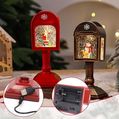 Sfeervolle Kerstdecoratie Lantaarn met Muziek en Licht, LED Sneeuwbol Lantaarn voor Binnen, Vintage Kerstversiering voor Feestjes en Gezellige Avonden
