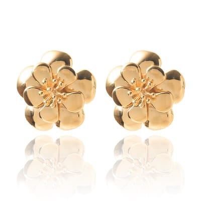 HÕBE – Vandia Oorknoppen – 18 Karaat Goud Verguld Messing – Gerecycled Messing– Oorbellen – Handgemaakte Sieraad – Accessories –  Bloemen Oorbellen - Dames Oorbellen
