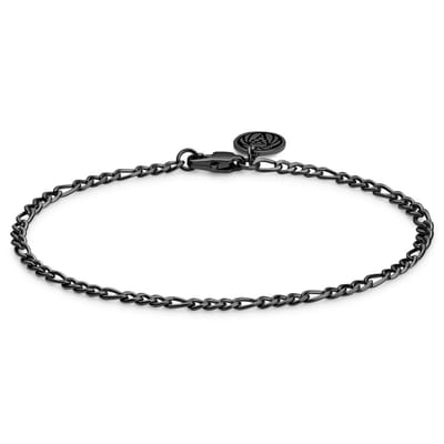 Essentials | 2 mm Gunmetal Zwarte Armband met Figaro Schakels