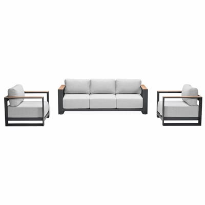 Garden Impressions Malakka loungeset 3 - delig carbon black/valley sand/light teaklook