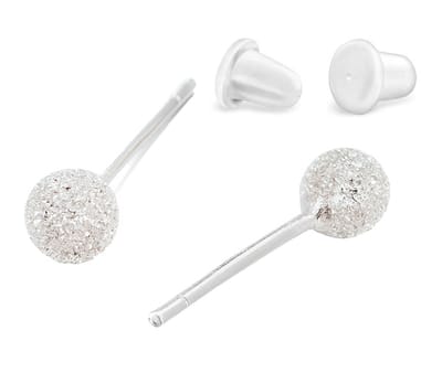 Zilveren oorknopjes bolletje - 4mm - glinsterende structuur