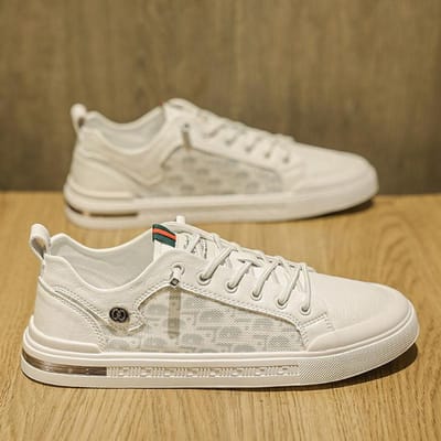 Heren Leren Schoenen Designer Sneakers Man Mannelijke Mode Tennisschoenen Luxe Skateboard Casual Gevulkaniseerde Schoenen voor Heren 39 wit