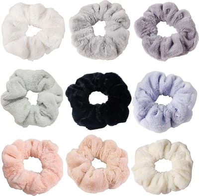 Kleurige Velvet Haar Scrunchies Set van 9 - Elastische Haarbanden voor Vrouwen en Meisjes, Perfect voor Ponytails en Haaraccessoires, Zacht en Comfortabel