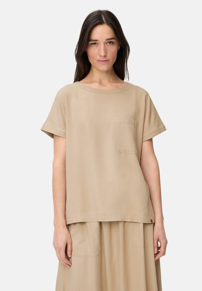 camel active T-shirt met korte mouwen met borstzak - Maat womenswear-XXS - Zand