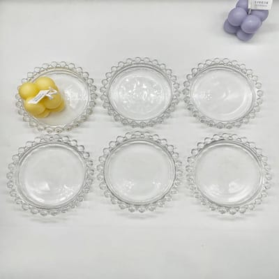 Glazen Kaars Plate - Kaarsenhouder Rond - Decoratie Tafel - Set van 6 - 3 inch Doorsnee - Transparant