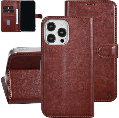 UNIQ Accessory Back Cover voor iPhone 15 Pro - Bruin - 360-graden Bescherming - Magnetische Sluiting - Hanger