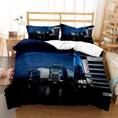 Scania Vrachtwagen Dekbedovertrek Set 3D Print Zacht Dekbedovertrek Microvezel Beddengoed Set Trendy Vrachtwagen Quilt Hoes Voor Kamerdecoratie 2/3 Stuks Us Full 200x230cm