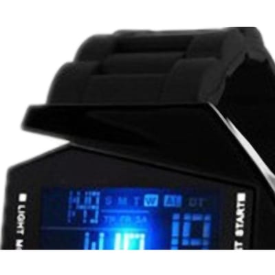 Digitale Vliegtuig Horloge Multifunctioneel Unisex Kleurrijk LED Vliegtuig Horloge voor Dames en Heren Zwart black