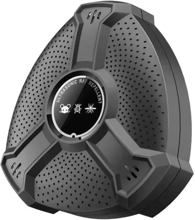 Ultrasoon Knaagdierafweermiddel – Intelligente Elektronische Knaagdierverjager met Groot Bereik – Fysieke Knaagdierbestrijding met Ultrasone Technologie – Knaagdierafstotend voor Muizen, Ratten en Ongedierte- Zwart