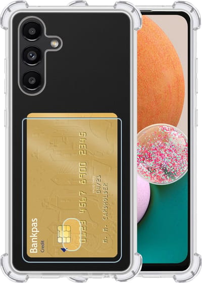 Hoesje - Geschikt voor Samsung Galaxy A13 4G - Met Pashouder en Kaarthouder - Telefoon Hoes Shockproof - Siliconen Case - Back Cover - Shock Proof - Pasjes Houder - Telefoonhoesjes - Transparant