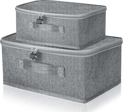 Afsluitbare opbergdozen met deksel - 2 stuks opvouwbare kastorganizer voor slaapkamer en kledingopslag