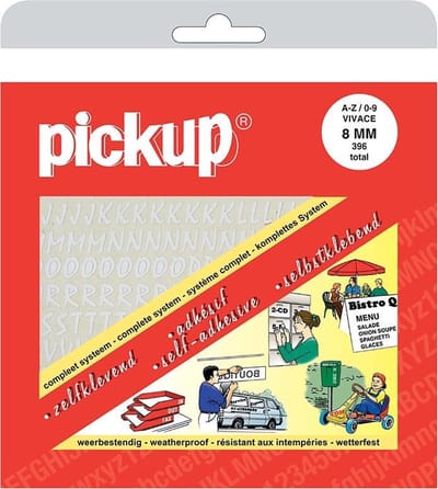 Pickup plakletters en plakcijfers boekje Vivace wit - 8 mm