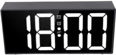 Dailygoods- Wekker met Bedschudder - 3 Alarmmodi - Groot LED-display 7,4 Inch - Stijlvol Spiegelontwerp - Verstelbare Dimmmer - Geschikt voor Zware Slapers - Trillingswekker