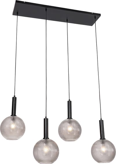 QAZQA chico - Design Hanglamp eettafel voor boven de eettafel | in eetkamer - 4 lichts - L 110 cm - Zwart - Woonkamer | Slaapkamer | Keuken