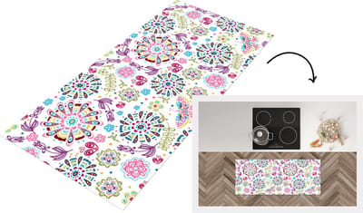 Keukenloper - Loper keuken - Regenboog - Bloemen - Vlinder - Design - 120x50 cm - Keukenloper vinyl