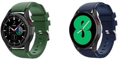 Strap-it set van 2 Siliconen bandjes Donkerblauw & Groen – geschikt voor Samsung Galaxy Watch 7 (40/44mm) / 6 (Classic) / 5 (Pro) / 4 (Classic) / FE – comfortabel & duurzaam - zweetbestendig horlogeband