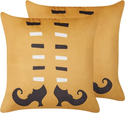 COVASNA - Sierkussen set van 2 - Oranje - 45 x 45 cm - Fluweel