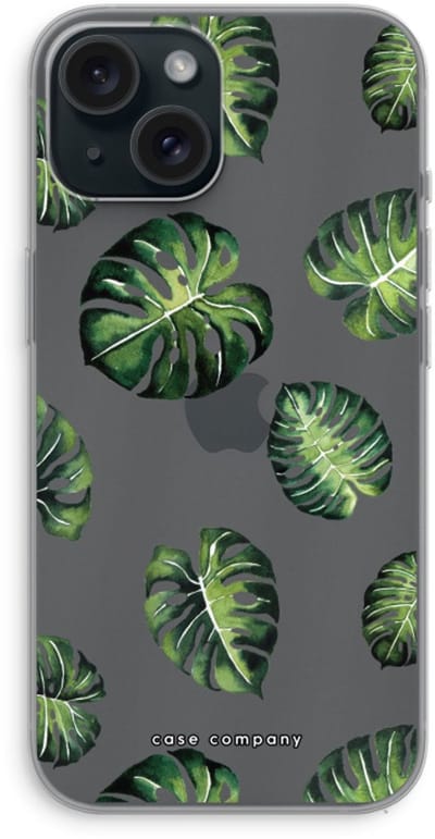 Case Company® - Hoesje geschikt voor iPhone 15 hoesje - Tropische bladeren - Soft Cover Telefoonhoesje - Bescherming aan alle Kanten en Schermrand
