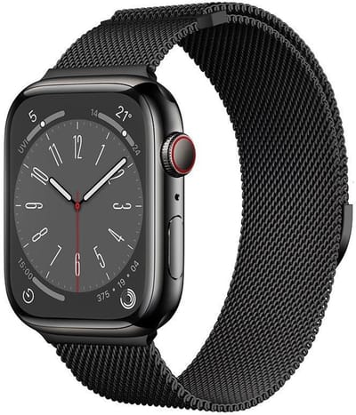 Milanees bandje - geschikt voor Apple Watch 1/2/3/4/5/6/7/8/9/10/11/ SE (1,2,3) met maat 38 mm / 40 mm / 41 mm en 42 mm (Watch 10/11) - magneet sluiting Milanese - zwart