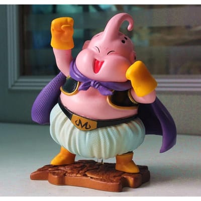 Figurine Anime Dragon Ball Z Buu Mignon Gros Biscuit Boo Figurine en PVC Jouet DBZ Goku Vegeta Super Saiyan Combat Buu Modèle Poupée Cadeaux 9cm black