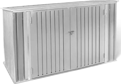 Opbergschuur Metaal - Tuinhuis Afsluitbaar - Tuinopslag Fietsen - Ventilatiesysteem Schuifdak - 210x105x130 cm - Lichtgrijs