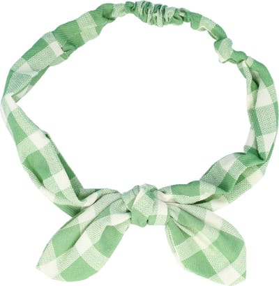 Haarsoires Haarband Knoop 6cm – Strikje met IJzerdraad – Ruitprint – Wit Groen