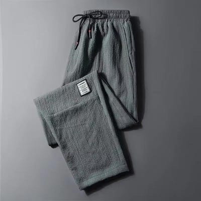 Pantalon d'été décontracté en soie glacée et lin pour homme, coupe droite, ample, surdimensionné, pour le sport 5XL