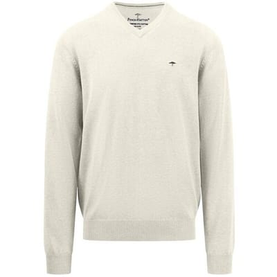 Fynch-Hatton Trui V-Neck Uni Superfine Cotton Off White / male