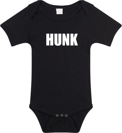 Hunk tekst baby rompertje zwart jongens - Kraamcadeau - Babykleding 56