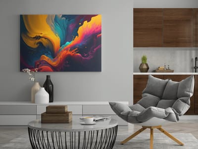 Canvas Schilderij - Abstract kleuren - Wanddecoratie - Schilderijen - 60x40x2 cm