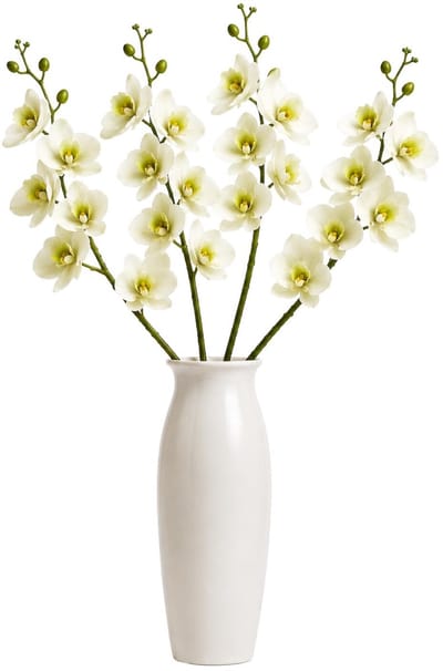 Bellatio Design Kunstbloem Orchidee Bora - 4x - wit - 108 cm - losse stelen - kunst zijdebloemen - Phalaenopsis